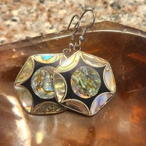 Stunning Abalone And Sterling Silver Earrings